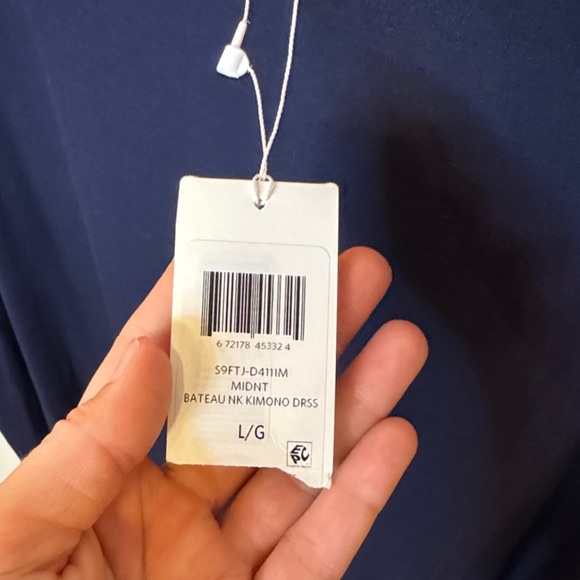 Eileen Fisher NWT Women’s Bateau Kimono Dress Midnight Blue Loose-Fit Size L - Picture 4 of 8